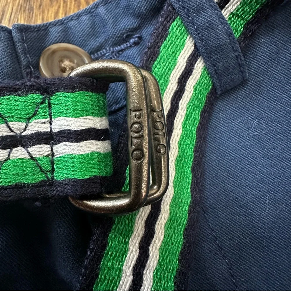Ralph Lauren navy blue chino pants with double loop belt, size 18M